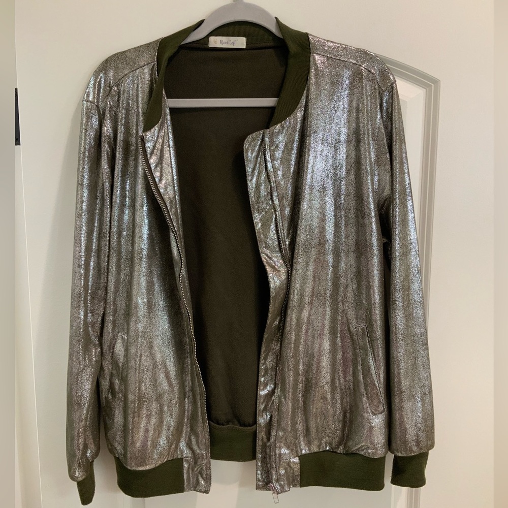 Metallic Green Medium Bomber Jacket